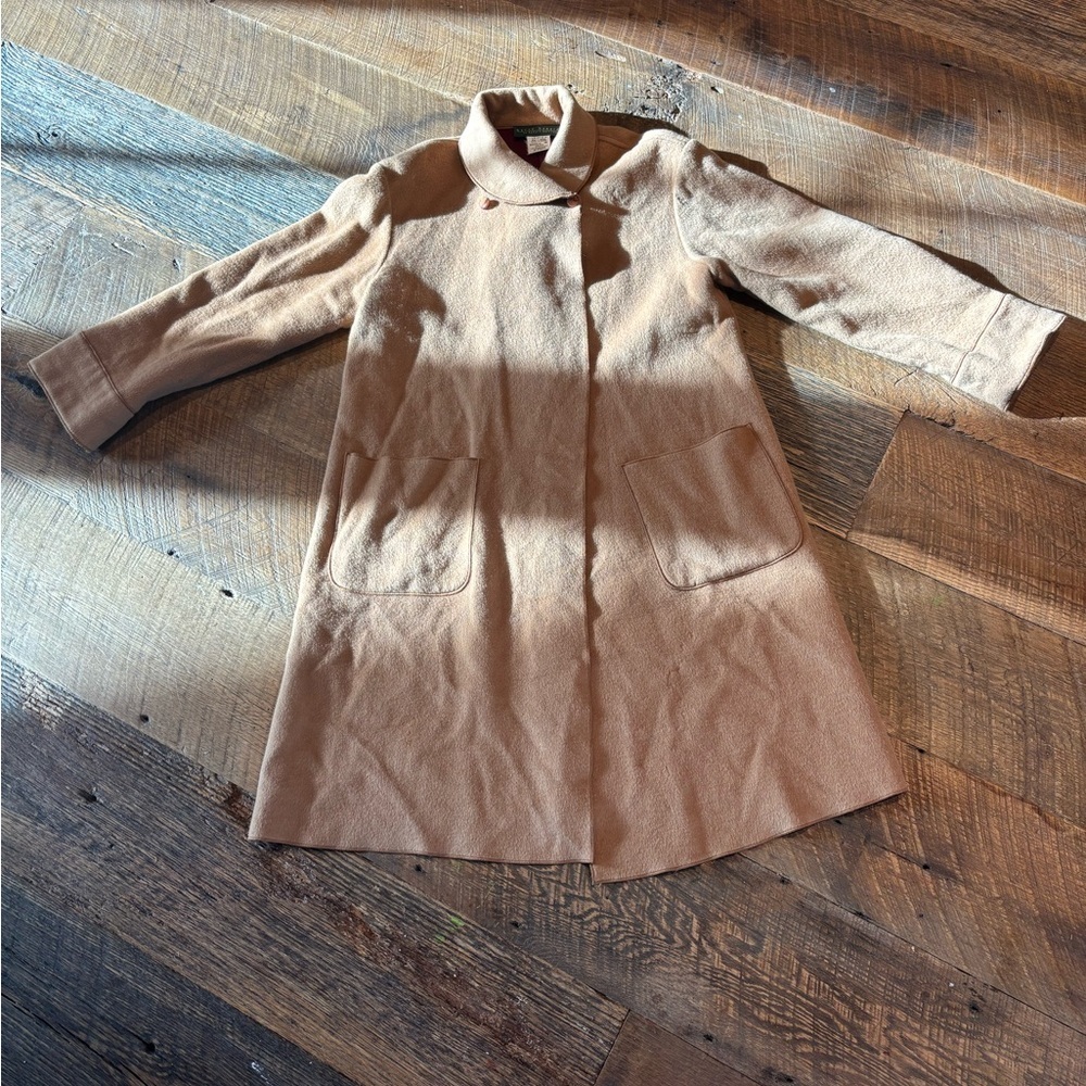 Vintage Harvé Benard Wool Camel Coat Size 10 – Classic Long Winter Coat - Picture 3 of 6